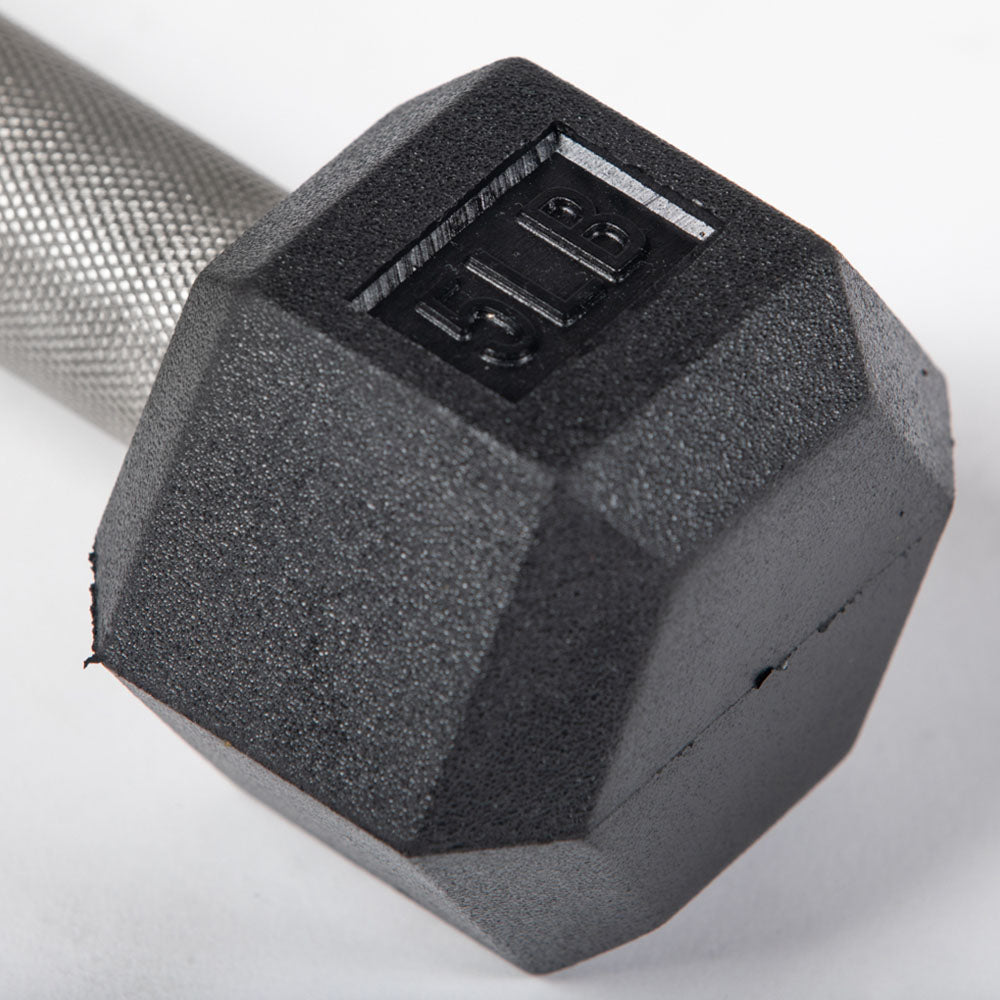 5 LB Straight Stainless Steel Hex Dumbbells - view 3