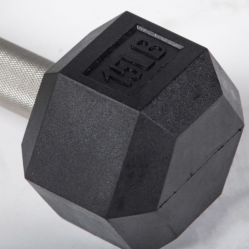 15 LB Straight Stainless Steel Hex Dumbbells