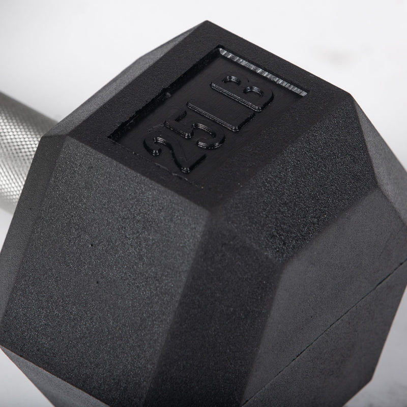 25 LB Straight Stainless Steel Hex Dumbbells