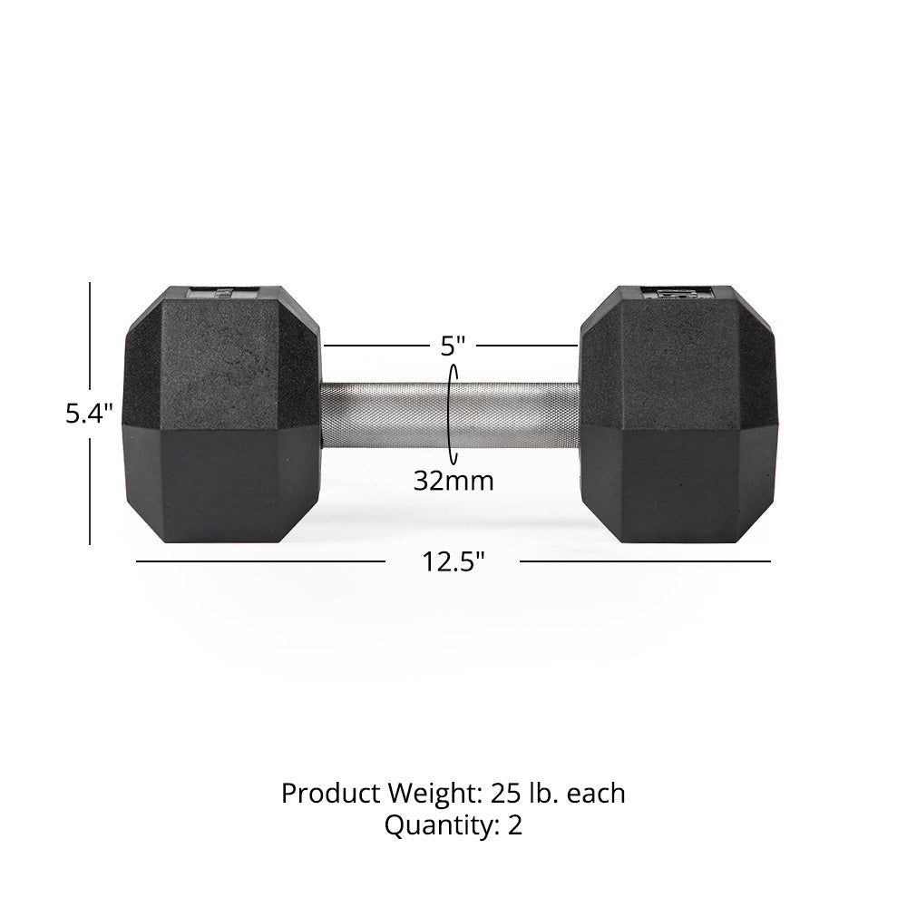 25 LB Straight Stainless Steel Hex Dumbbells - view 6