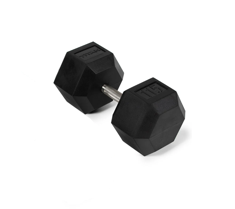 Scratch and Dent, 115 LB Straight Stainless Steel Hex Dumbbell - view 1