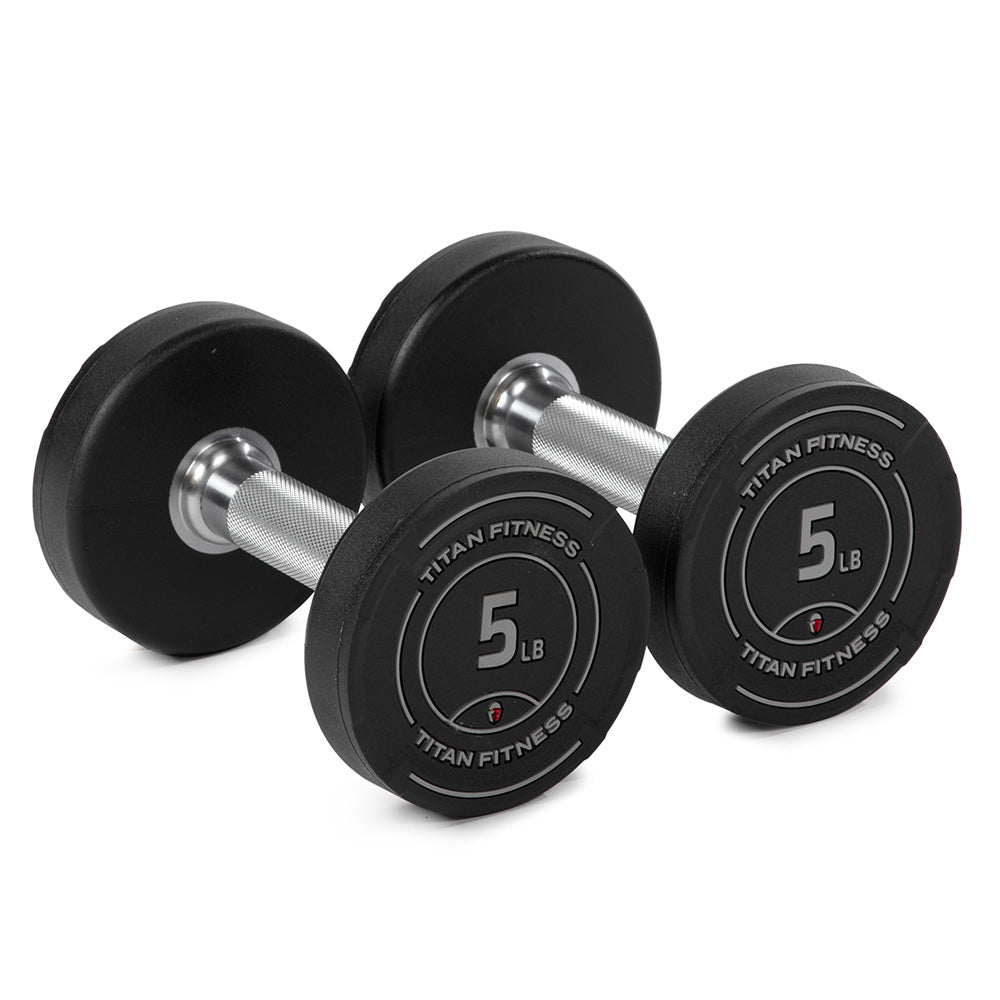 5 LB Pair Round Urethane Dumbbells - view 1