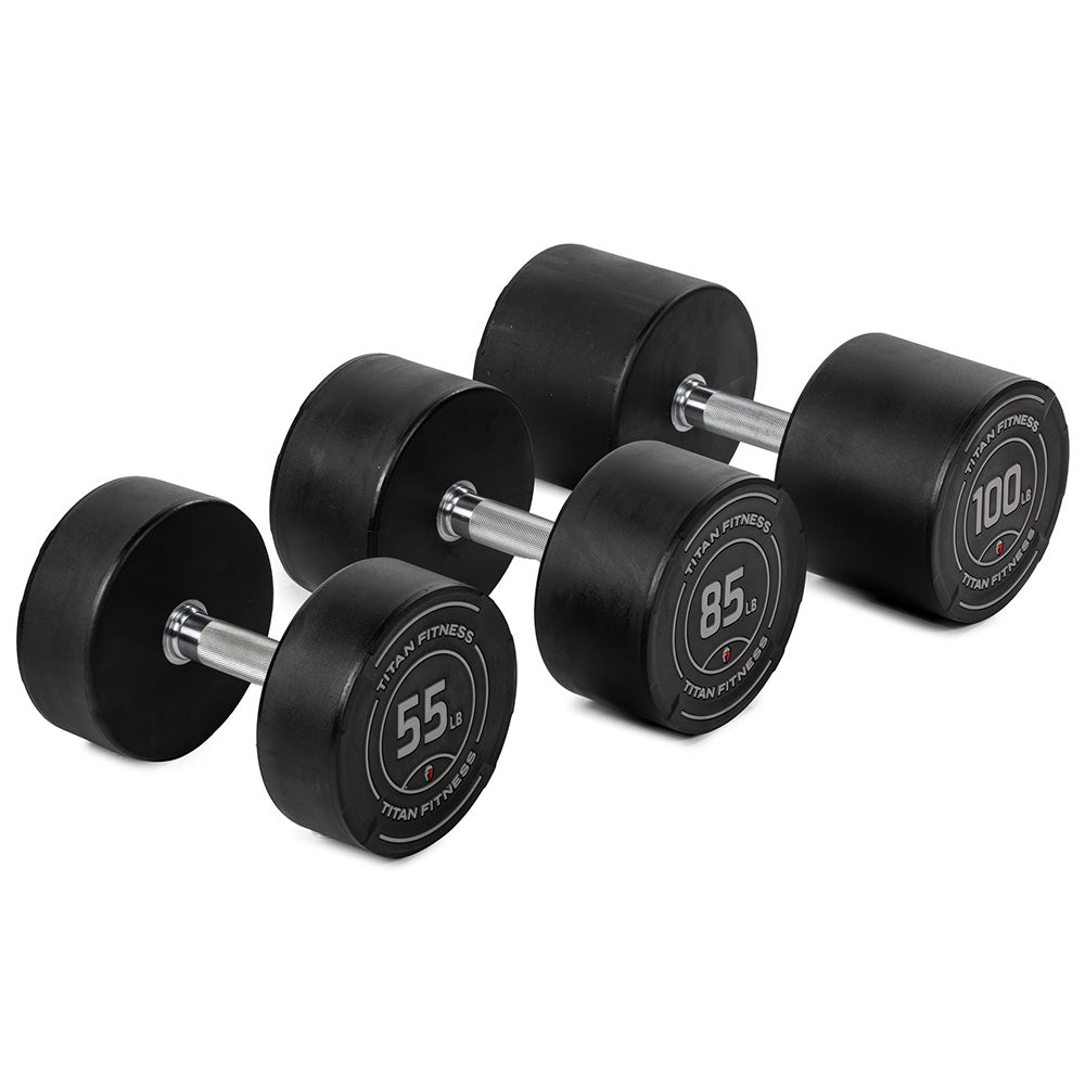 55 LB - 100 LB Set Round Urethane Dumbbells - view 1