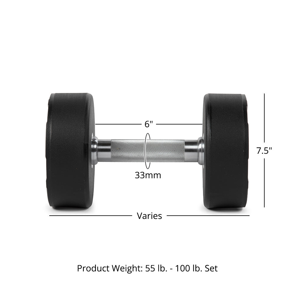 55 LB - 100 LB Set Round Urethane Dumbbells - view 8