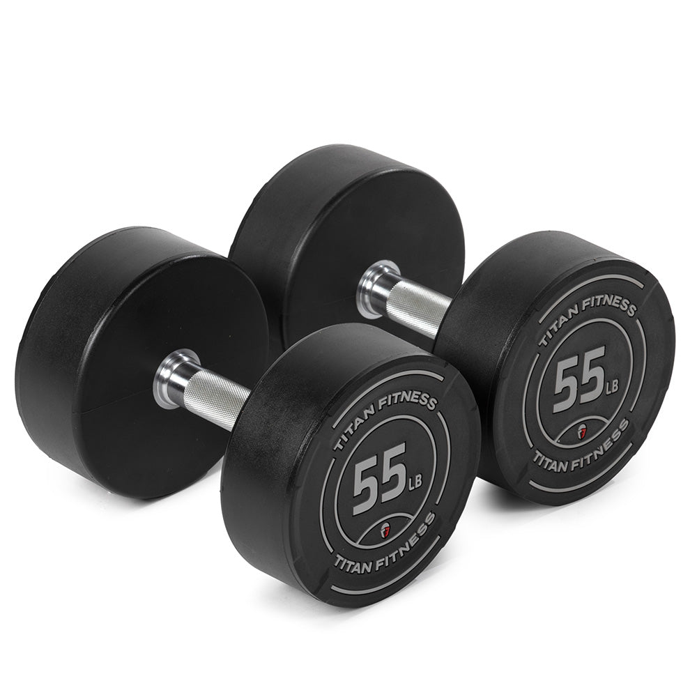 55 LB Pair Round Urethane Dumbbells - view 1