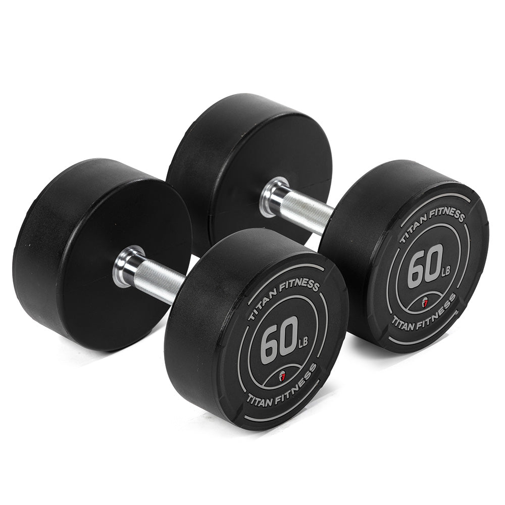 60 LB Pair Round Urethane Dumbbells - view 1