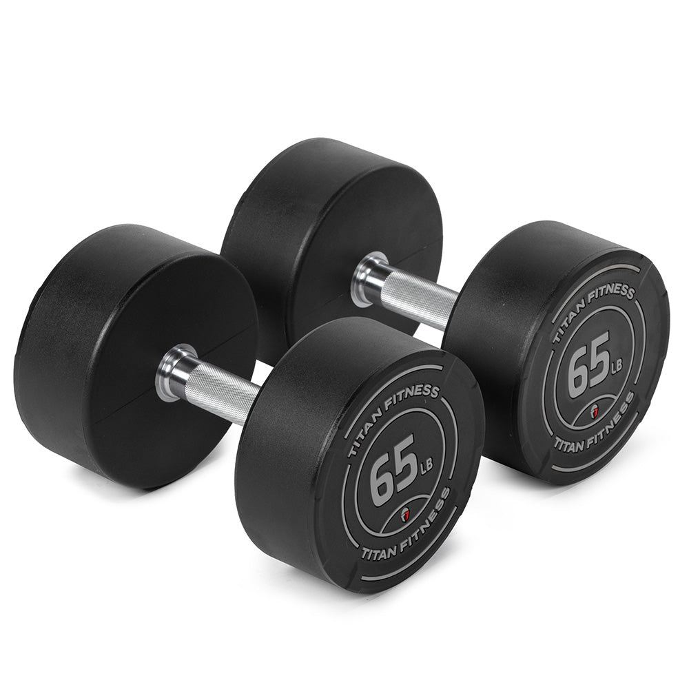 65 LB Pair Round Urethane Dumbbells - view 1