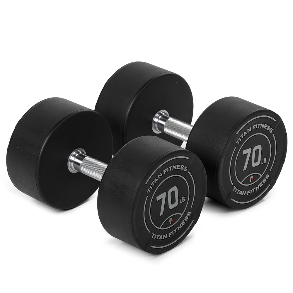 70 LB Pair Round Urethane Dumbbells - view 1