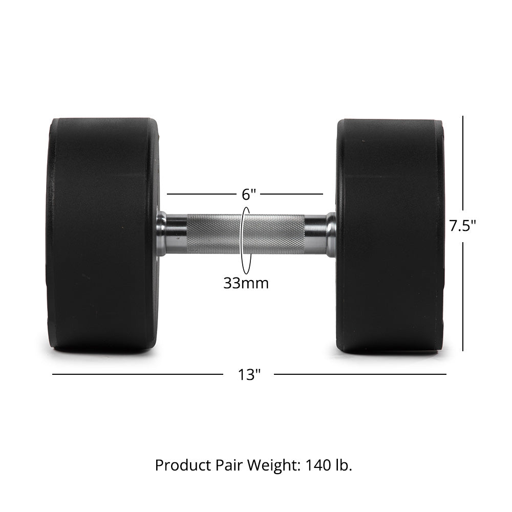 70 LB Pair Round Urethane Dumbbells - view 8