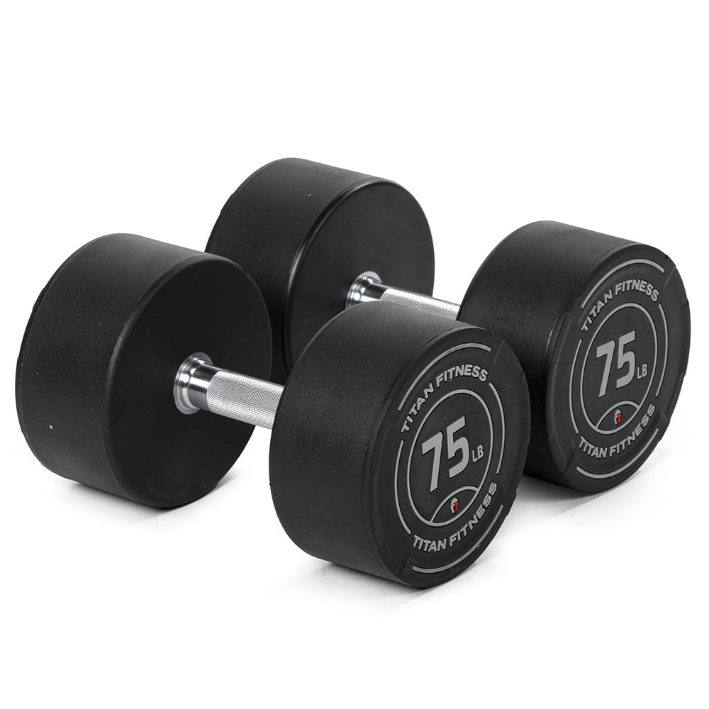 75 LB Pair Round Urethane Dumbbells - view 1