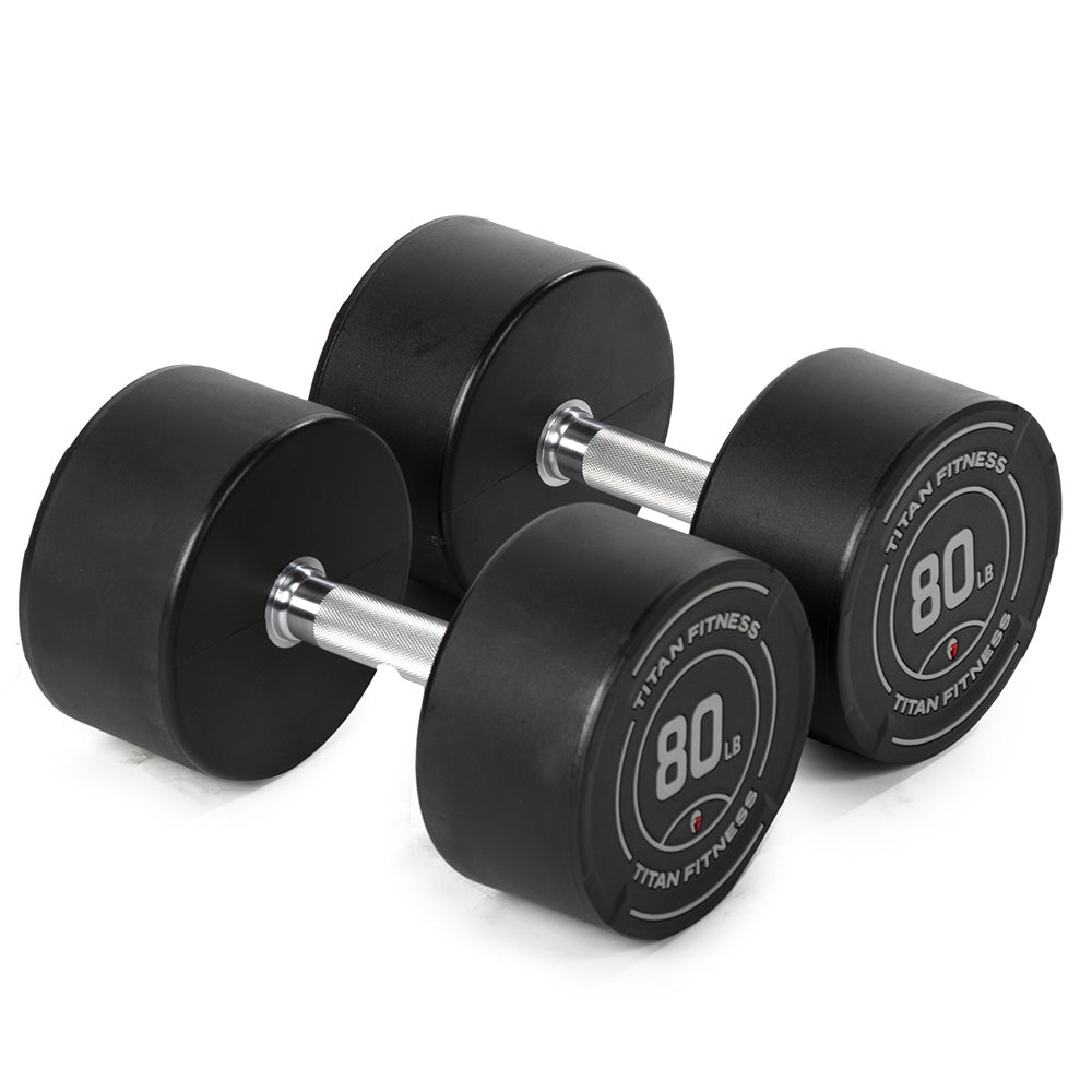 80 LB Pair Round Urethane Dumbbells - view 1