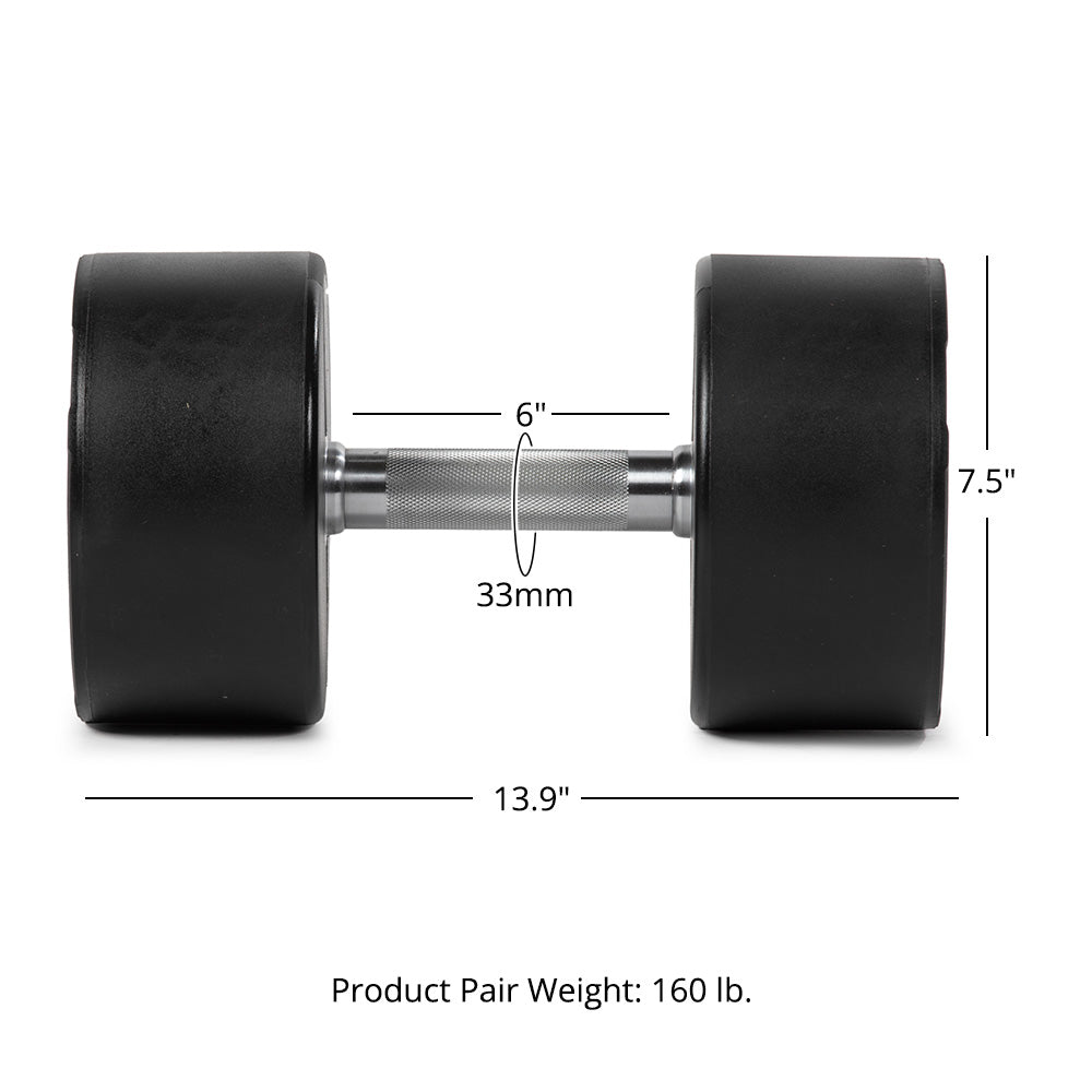 80 LB Pair Round Urethane Dumbbells - view 8