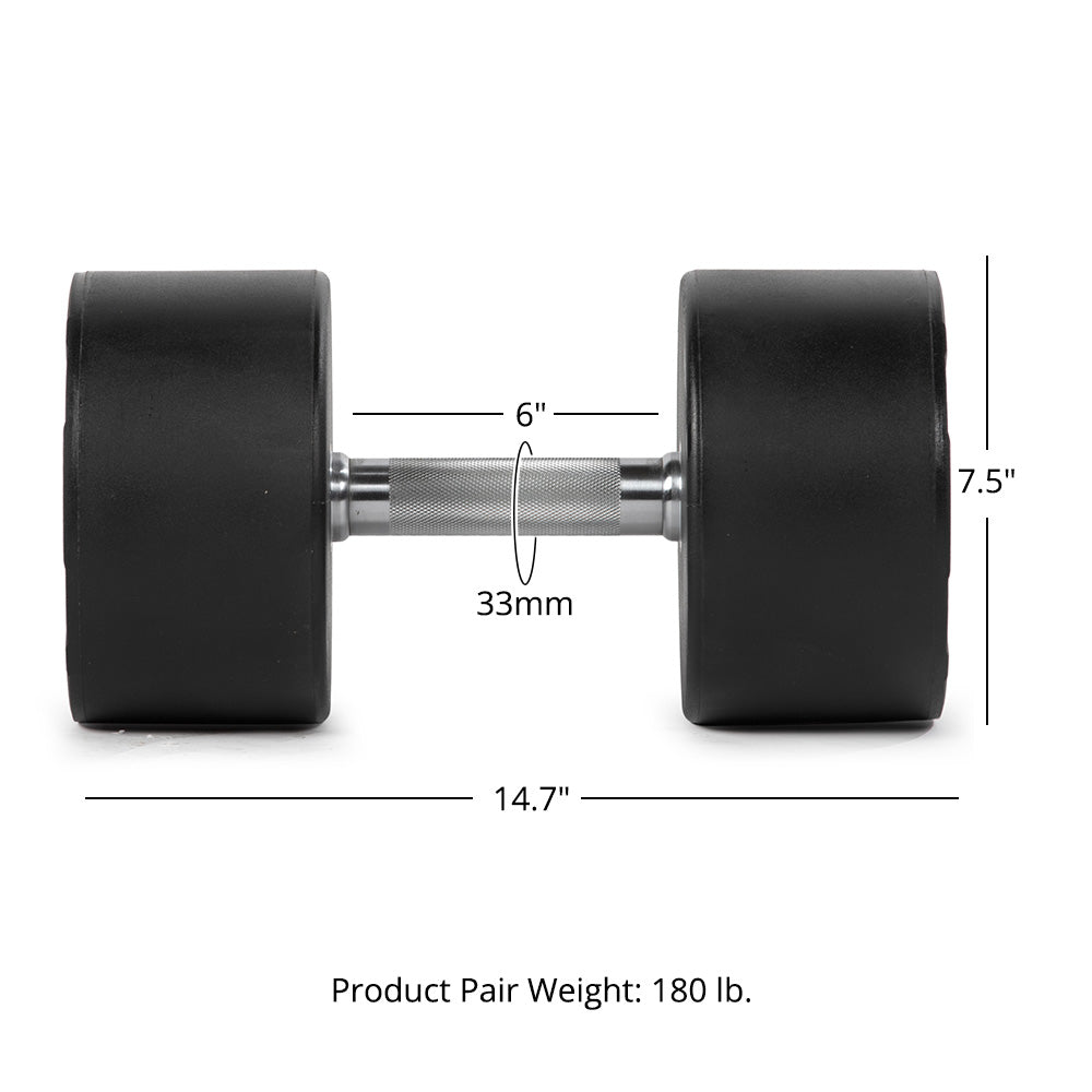 90 LB Pair Round Urethane Dumbbells - view 8