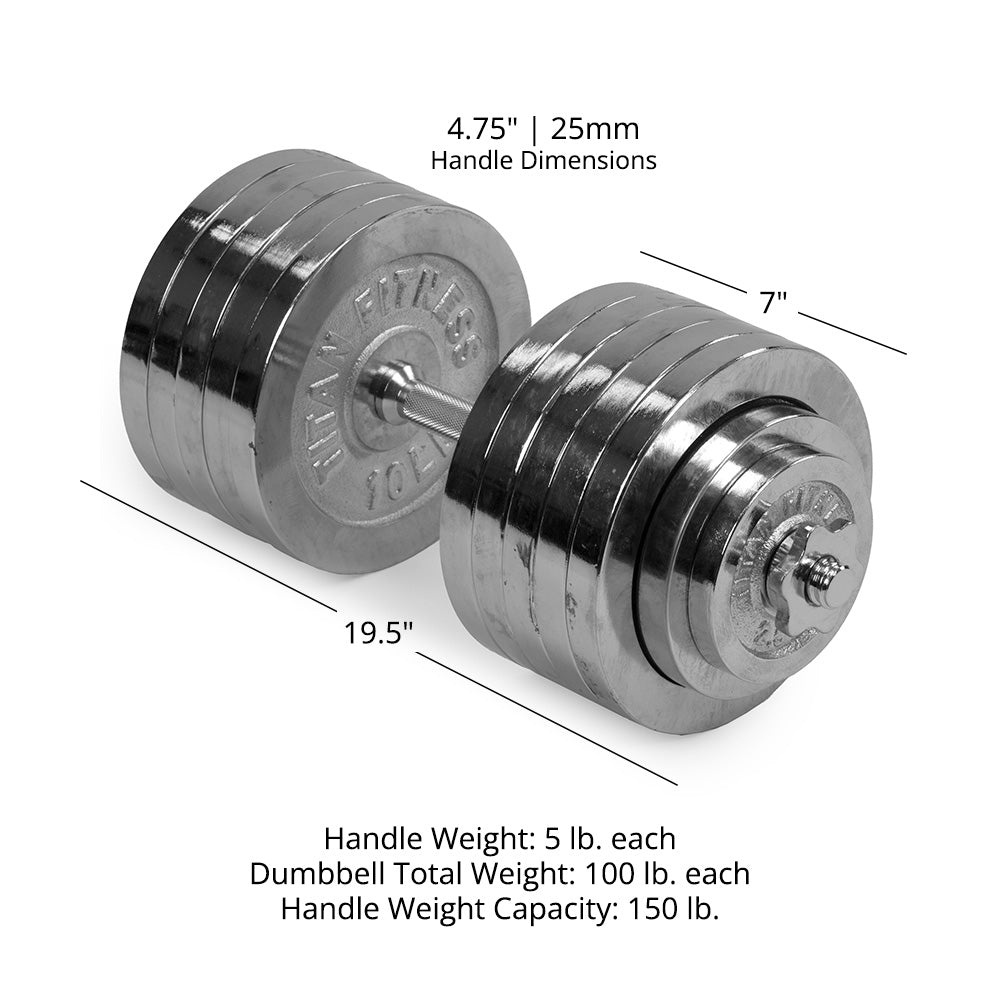 200 LB Set Adjustable Chrome Dumbbells