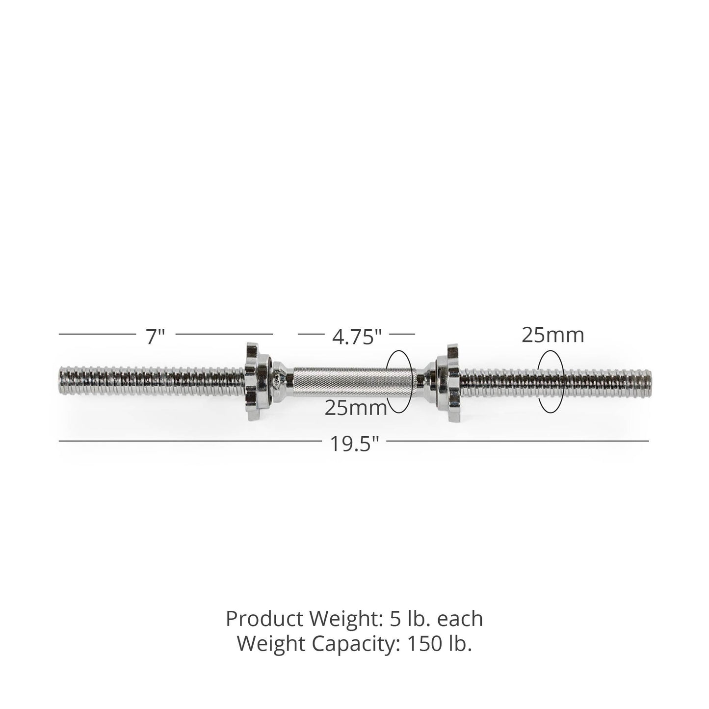 Adjustable 19.5" Thread Dumbbell Handles - view 8