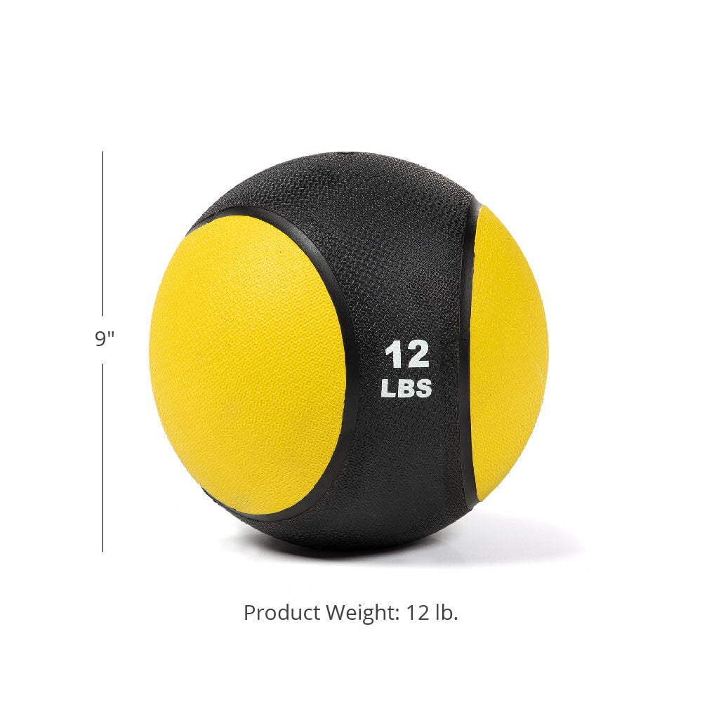 Scratch and Dent - 12lb Rubber Medicine Ball Yellow / Black - FINAL SALE - view 2