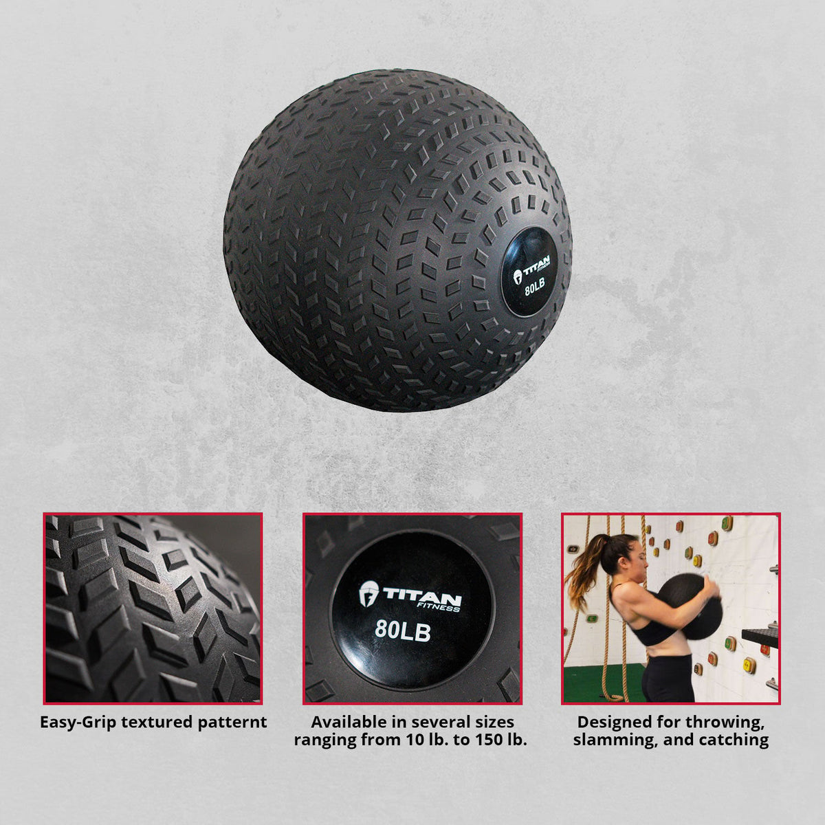 Scratch and Dent - 80 lb. Rubber Tread Slam Ball - FINAL SALE - view 2