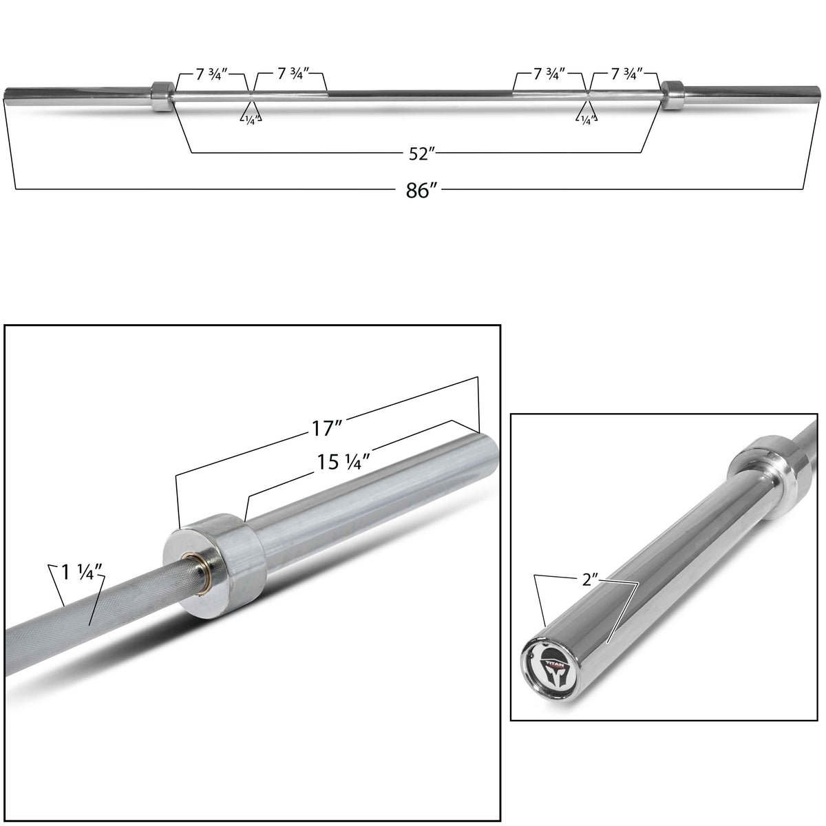 Scratch and Dent - 7' Olympic Weight Bar Chrome Plated 2" Diameter - FINAL SALE - view 5
