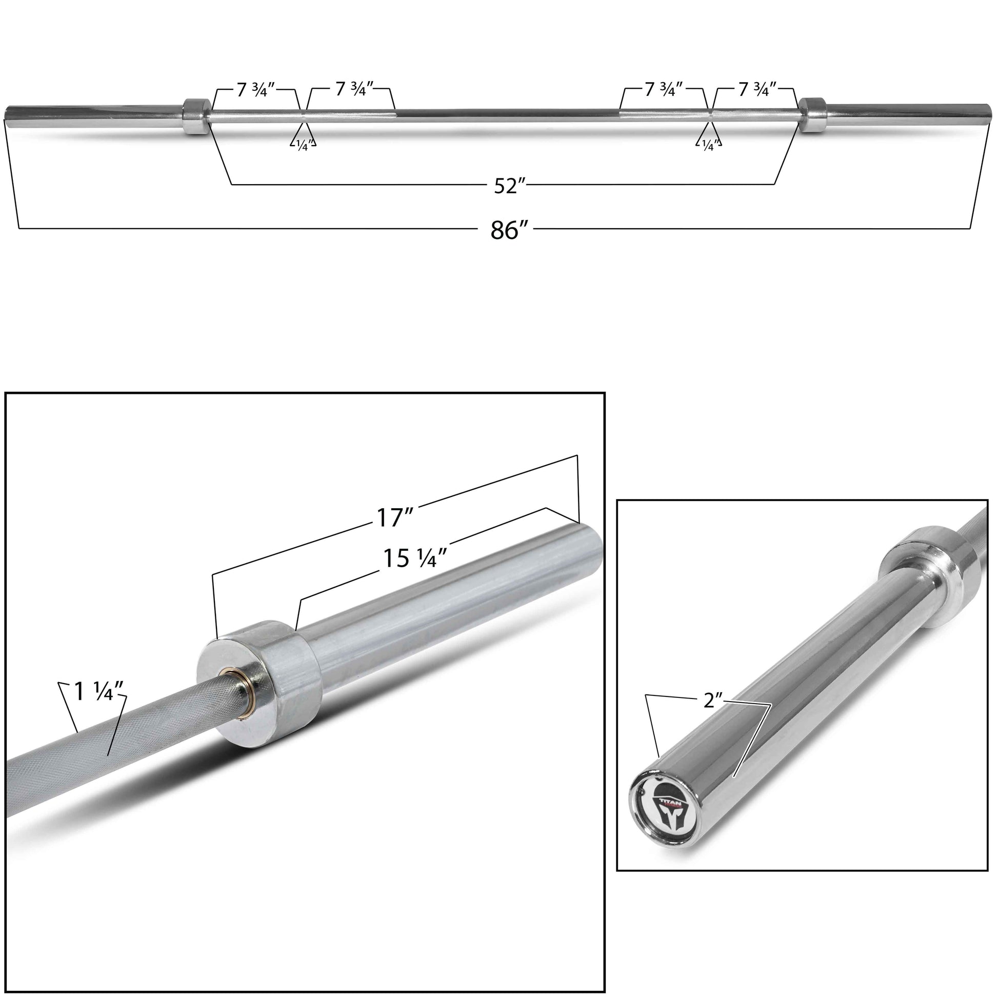 Scratch and Dent - 7' Olympic Weight Bar Chrome Plated 2" Diameter - FINAL SALE