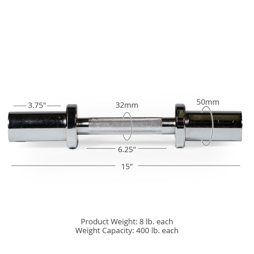 Scratch and Dent - Loadable 15-in Olympic Dumbbell Handle – Pair - FINAL SALE - view 2