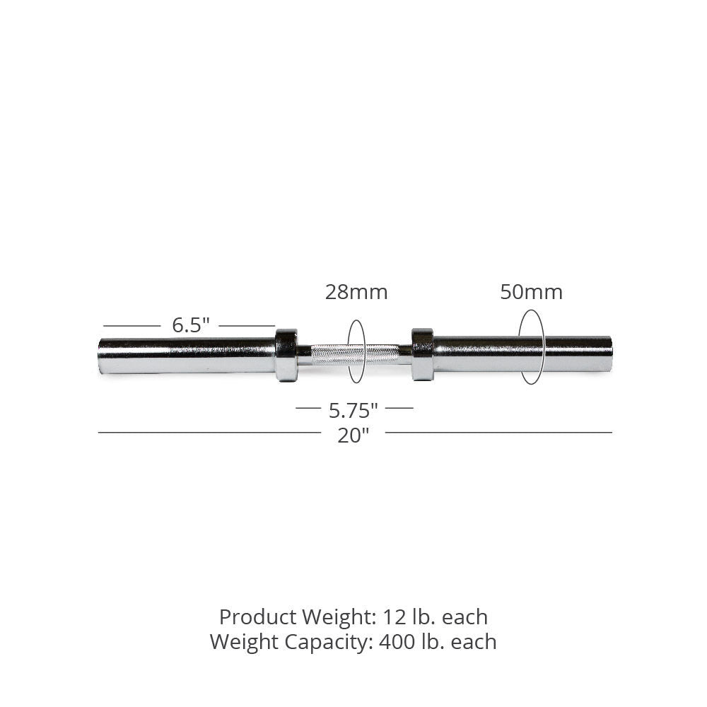 Scratch and Dent - Pair of Loadable 20" Olympic Dumbbell Handle - FINAL SALE - view 7