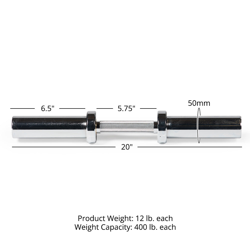 Loadable 20" Olympic Dumbbell Handles - Pair