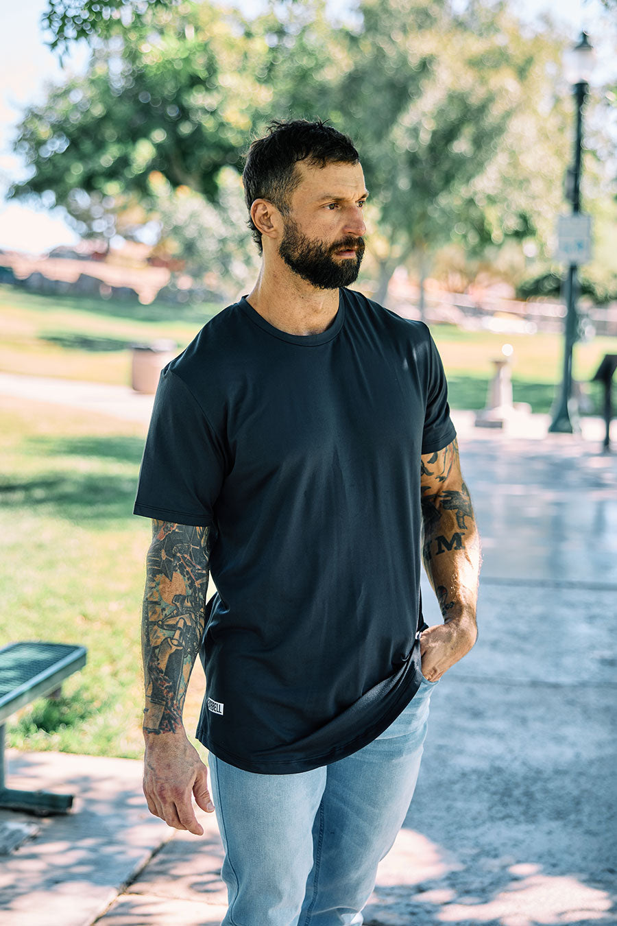 Barbell Apparel Fitted Drop Hem | White - view 27