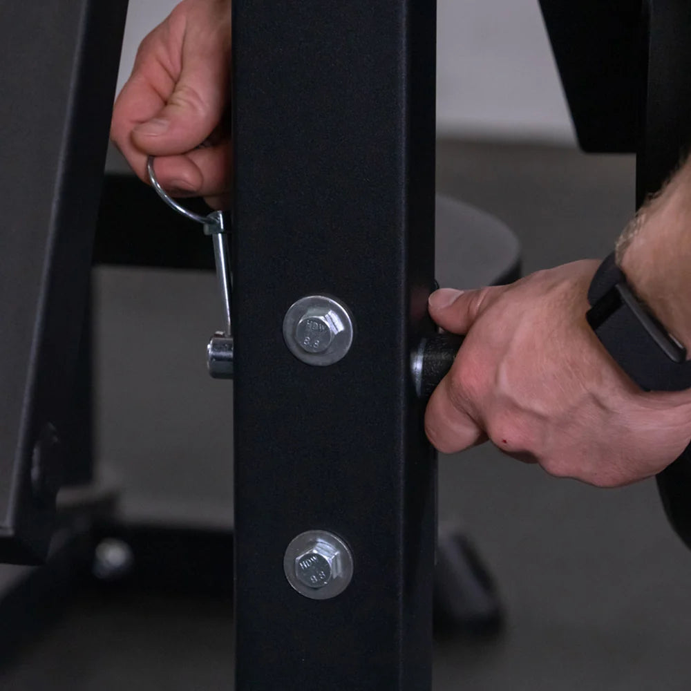 Titan plate-loaded leg extension and leg curl machine, adjustment pin